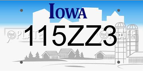 115ZZ3 Iowa License Plate