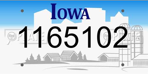 1165102 Iowa License Plate