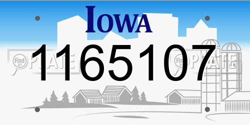 1165107 Iowa License Plate