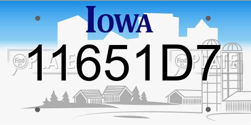 11651D7 Iowa License Plate