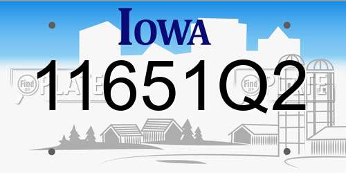 11651Q2 Iowa License Plate