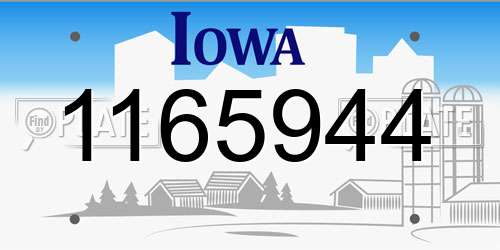 1165944 Iowa License Plate