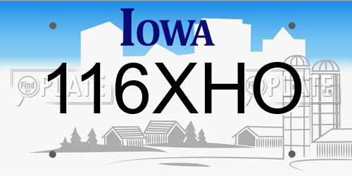 116XHO Iowa License Plate
