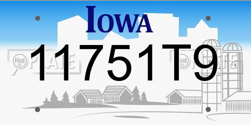 11751T9 Iowa License Plate