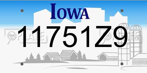 11751Z9 Iowa License Plate