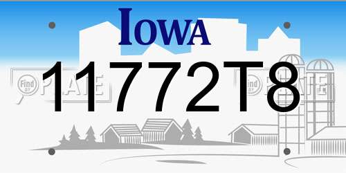11772T8 Iowa License Plate