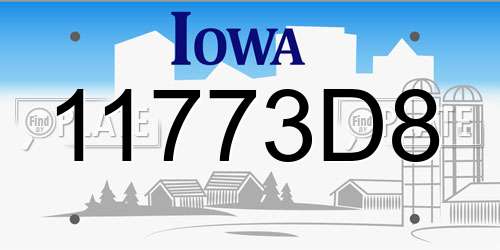 11773D8 Iowa License Plate