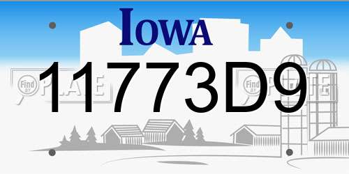 11773D9 Iowa License Plate