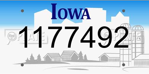 1177492 Iowa License Plate