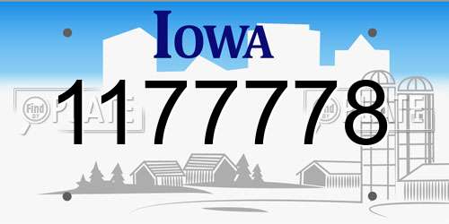 1177778 Iowa License Plate