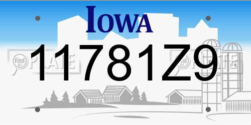 11781Z9 Iowa License Plate