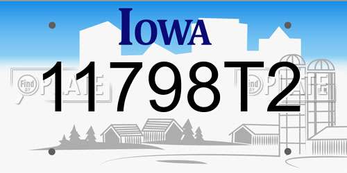 11798T2 Iowa License Plate