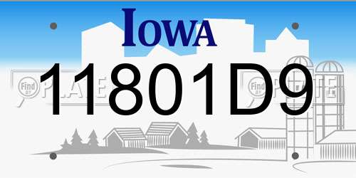 11801D9 Iowa License Plate