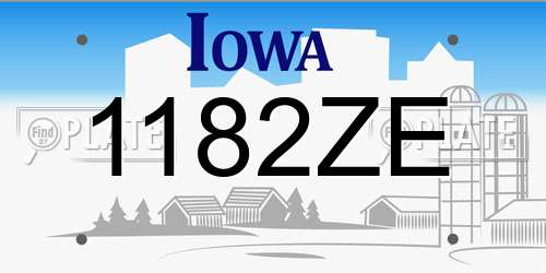 1182ZE Iowa License Plate