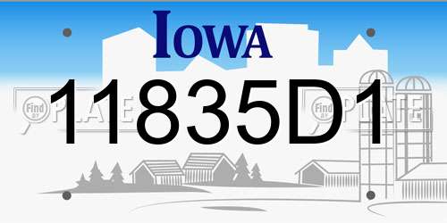 11835D1 Iowa License Plate