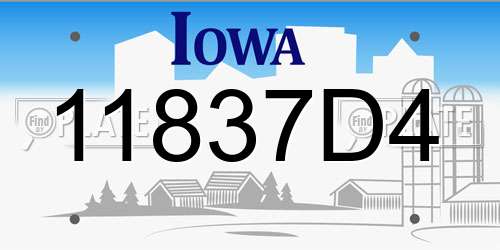 11837D4 Iowa License Plate