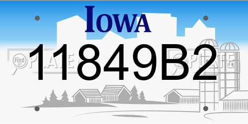 11849B2 Iowa License Plate