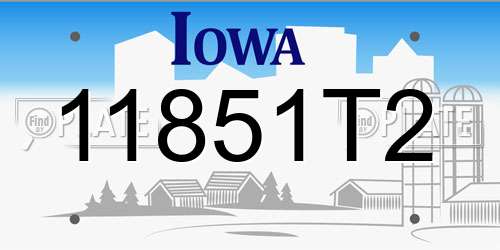 11851T2 Iowa License Plate