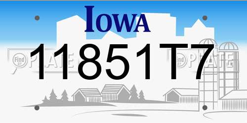 11851T7 Iowa License Plate