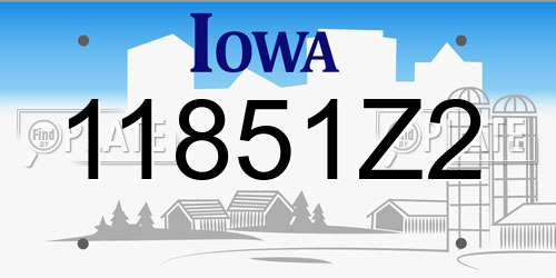 11851Z2 Iowa License Plate