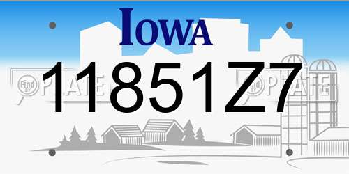 11851Z7 Iowa License Plate