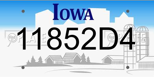 11852D4 Iowa License Plate