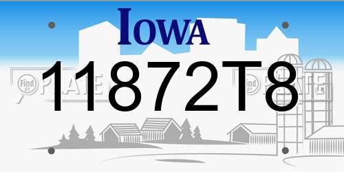 11872T8 Iowa License Plate