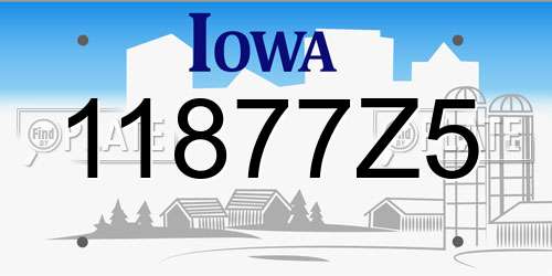 11877Z5 Iowa License Plate