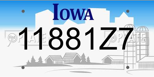 11881Z7 Iowa License Plate