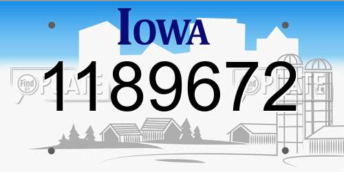 1189672 Iowa License Plate