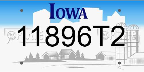 11896T2 Iowa License Plate