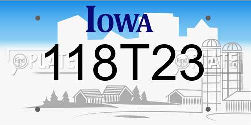 118T23 Iowa License Plate
