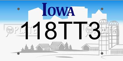 118TT3 Iowa License Plate