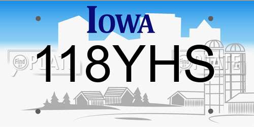 118YHS Iowa License Plate
