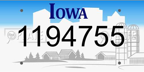 1194755 Iowa License Plate
