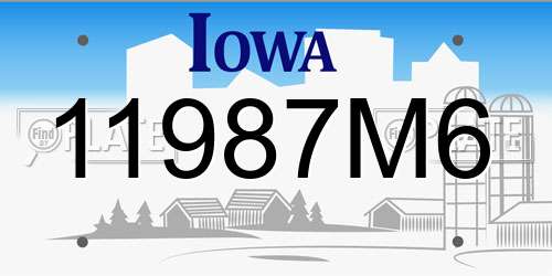 11987M6 Iowa License Plate