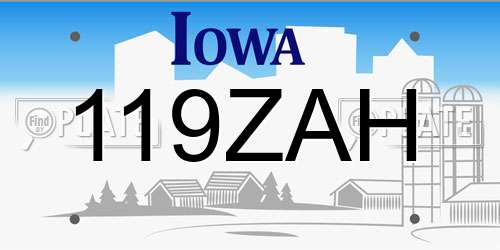 119ZAH Iowa License Plate