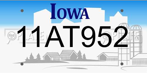 11AT952 Iowa License Plate