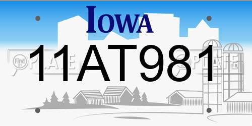 11AT981 Iowa License Plate