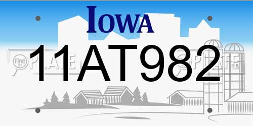11AT982 Iowa License Plate