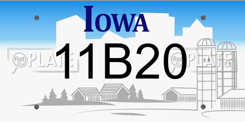 11B20 Iowa License Plate