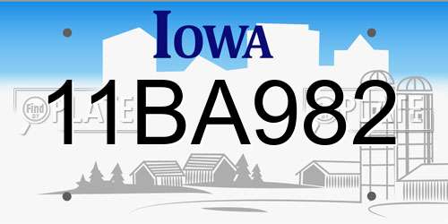 11BA982 Iowa License Plate