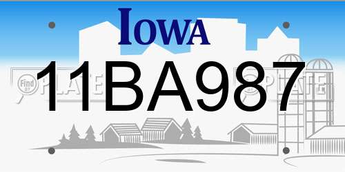 11BA987 Iowa License Plate