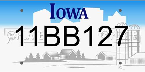 11BB127 Iowa License Plate