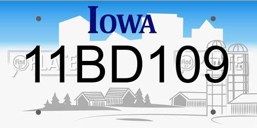11BD109 Iowa License Plate