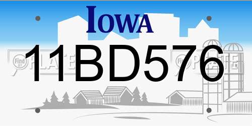11BD576 Iowa License Plate
