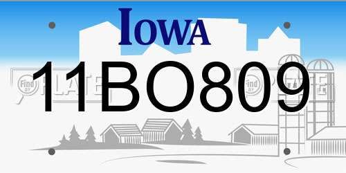 11BO809 Iowa License Plate