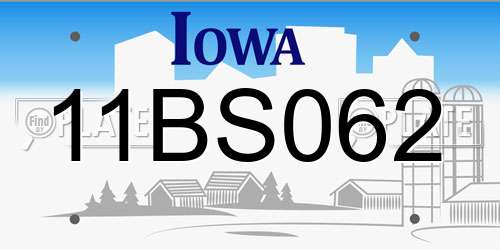 11BS062 Iowa License Plate