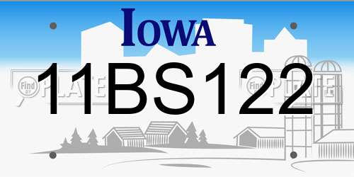 11BS122 Iowa License Plate