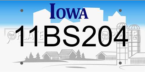 11BS204 Iowa License Plate